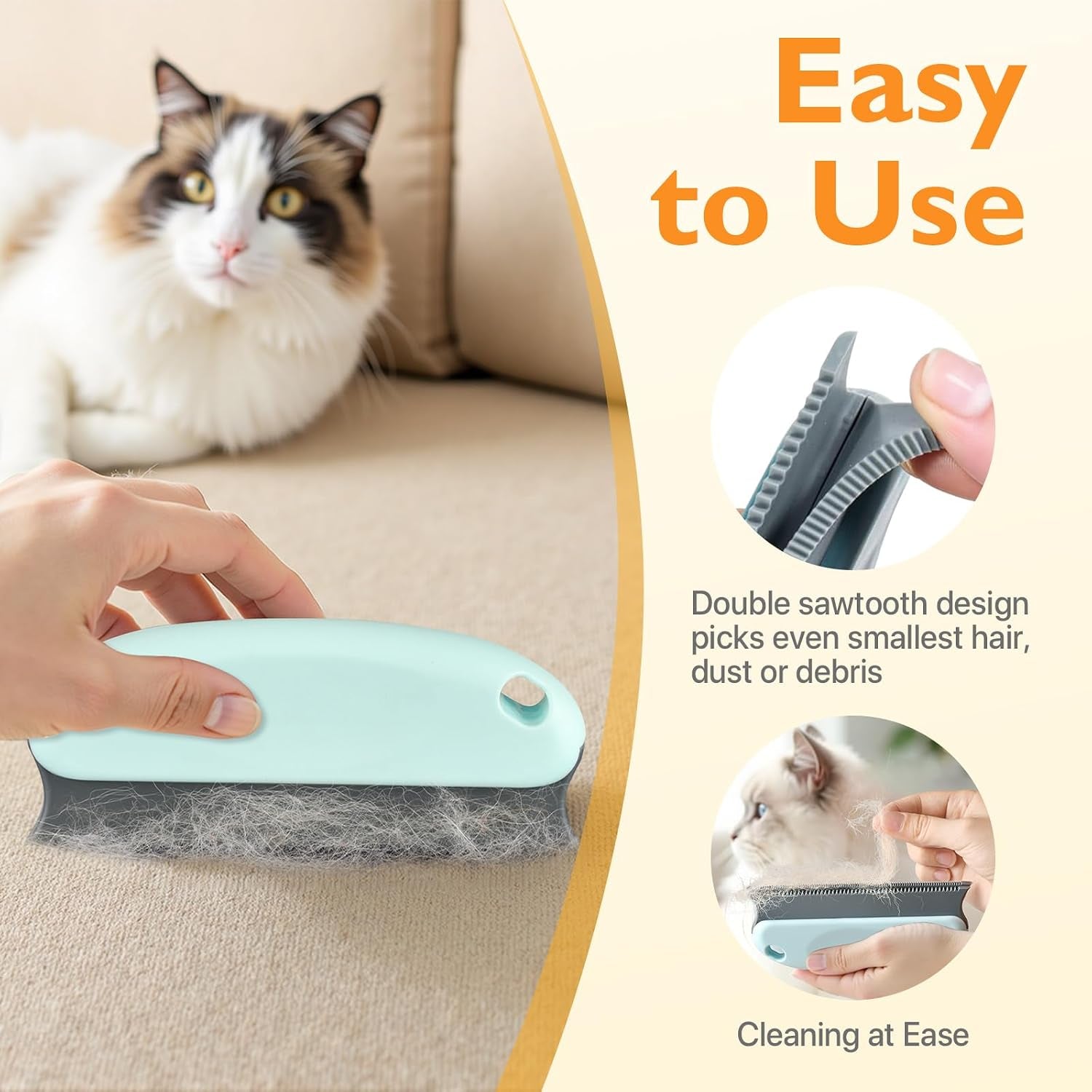 3-Piece Pet Hair Removal Kit for Car, Couch & Carpet